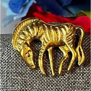 Vintage Gold Zebra Brooch